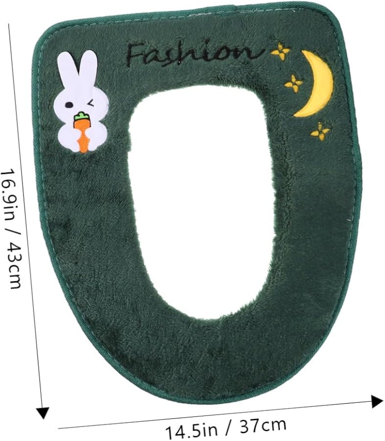 غطاء مقعد المرحاض المخملي المزهر من Hootnee بتصميم سحاب للتنظيف السهل والتركيب المريح لراحة الشتاء - Image 2